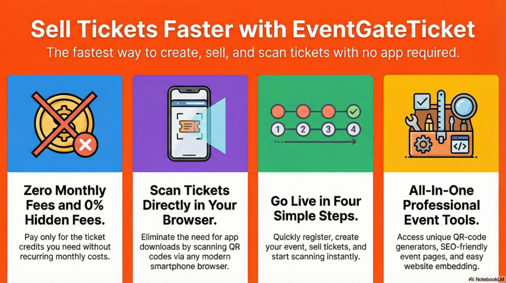 Stop paying ticket commissions. EventGateTicket lets you sell event tickets online with 0% hidden fees and instant setup. Get 10 free credits now.