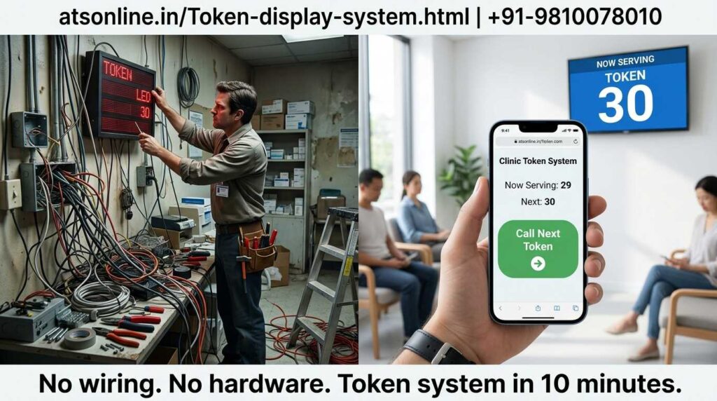 cloud token queue management system TV display India