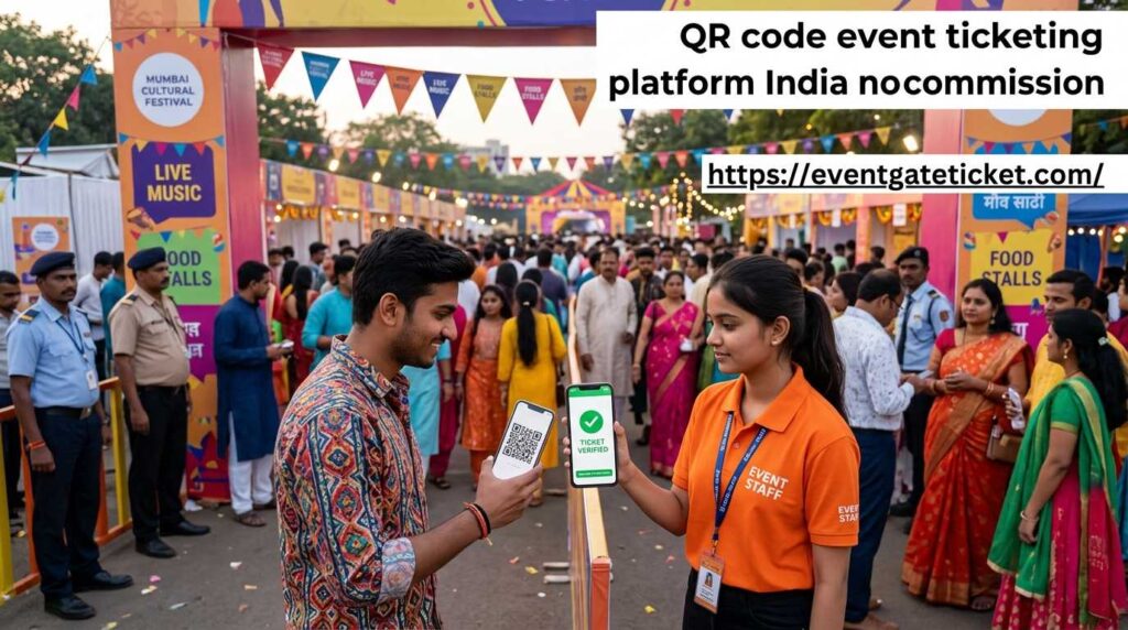 QR code event ticket scanned at gate India EventGateTicket software