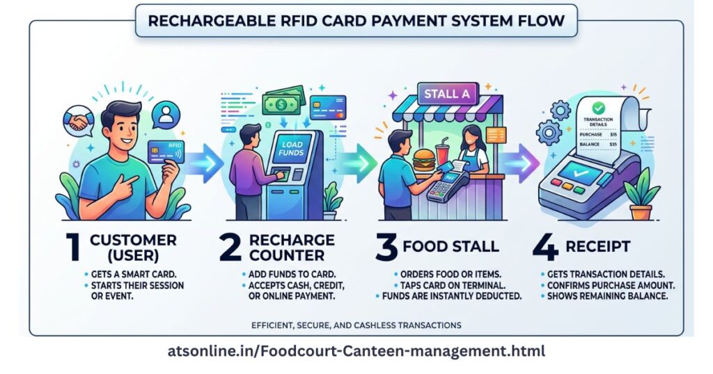RFID prepaid card food court cashless payment system India
